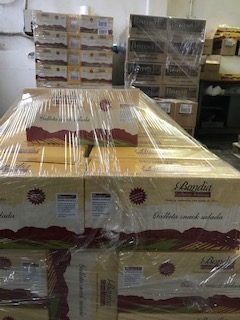 Cajas de galletas Bondia paletizadas